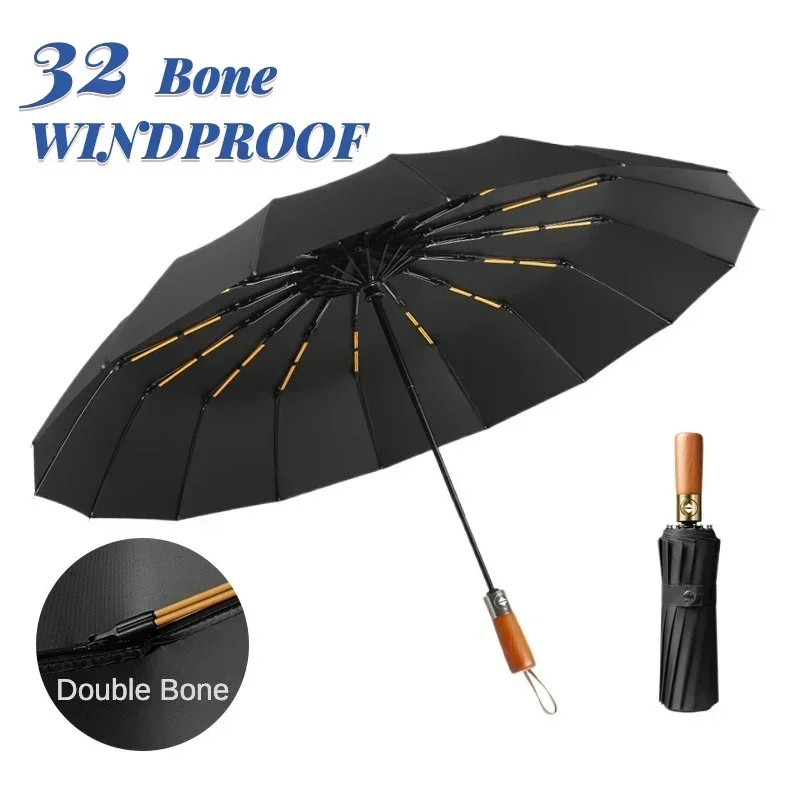 Business Fully Automatic Folding Umbrella Men and Women, Windproof 32 Bone