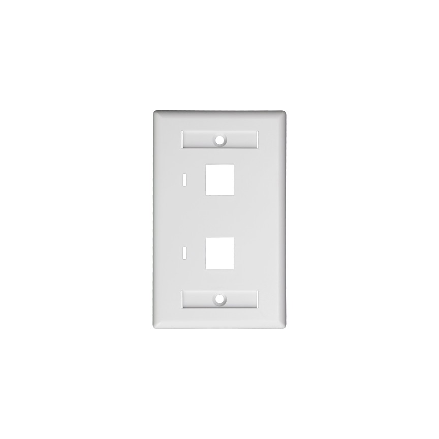 2-Port Keystone Jack RJ45 CAT Network Faceplate Wall Plate- White w/Windows