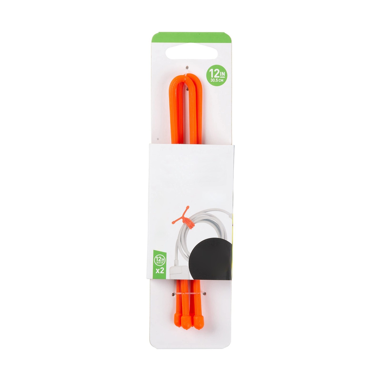 Rubber Twist Ties, 12 Inch Length, 2 Count, Bright Orange