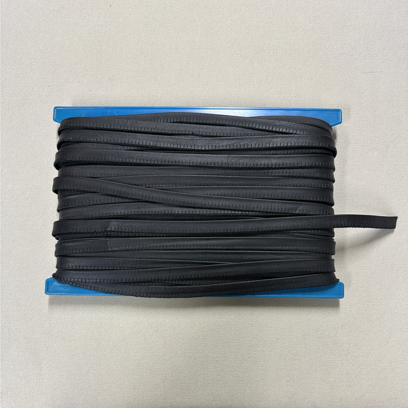 Black Leather Piping Cord Trim 1/2 inch, Flat No Cord, 36 Yard Piece