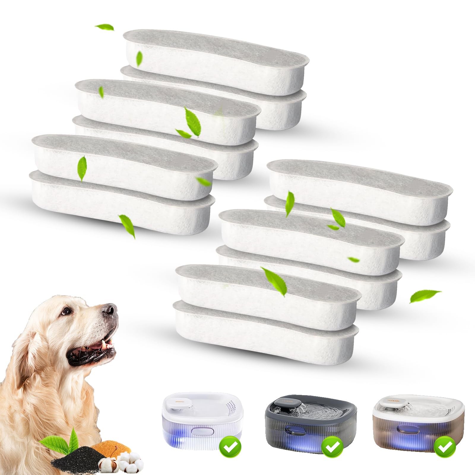 12 Pack Replacement Filters Compatible with WOPET 6L/205oz/1.7Gal Dog Water F...