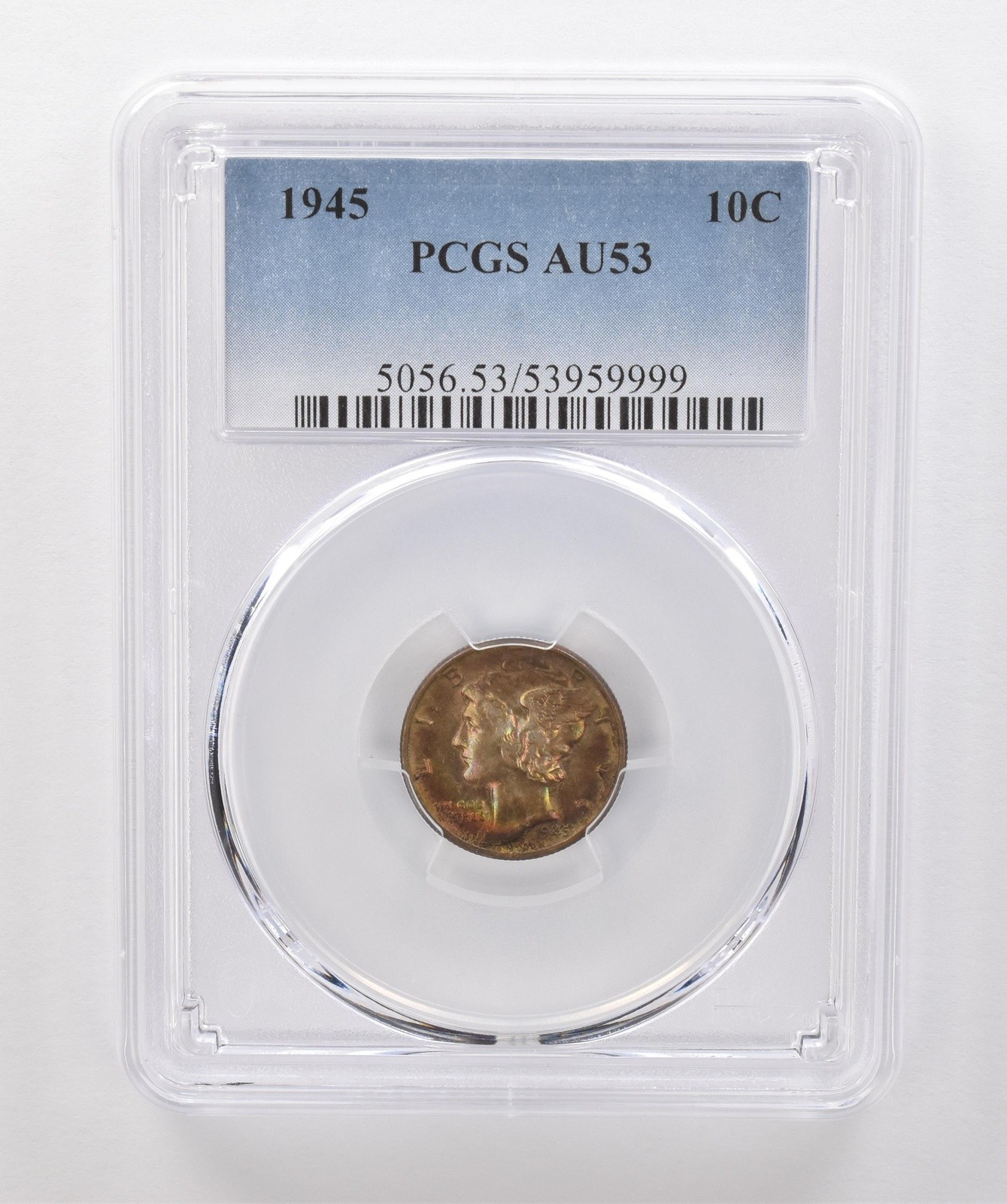 1945 Mercury Dime AU53 PCGS Beautiful Tone *1838