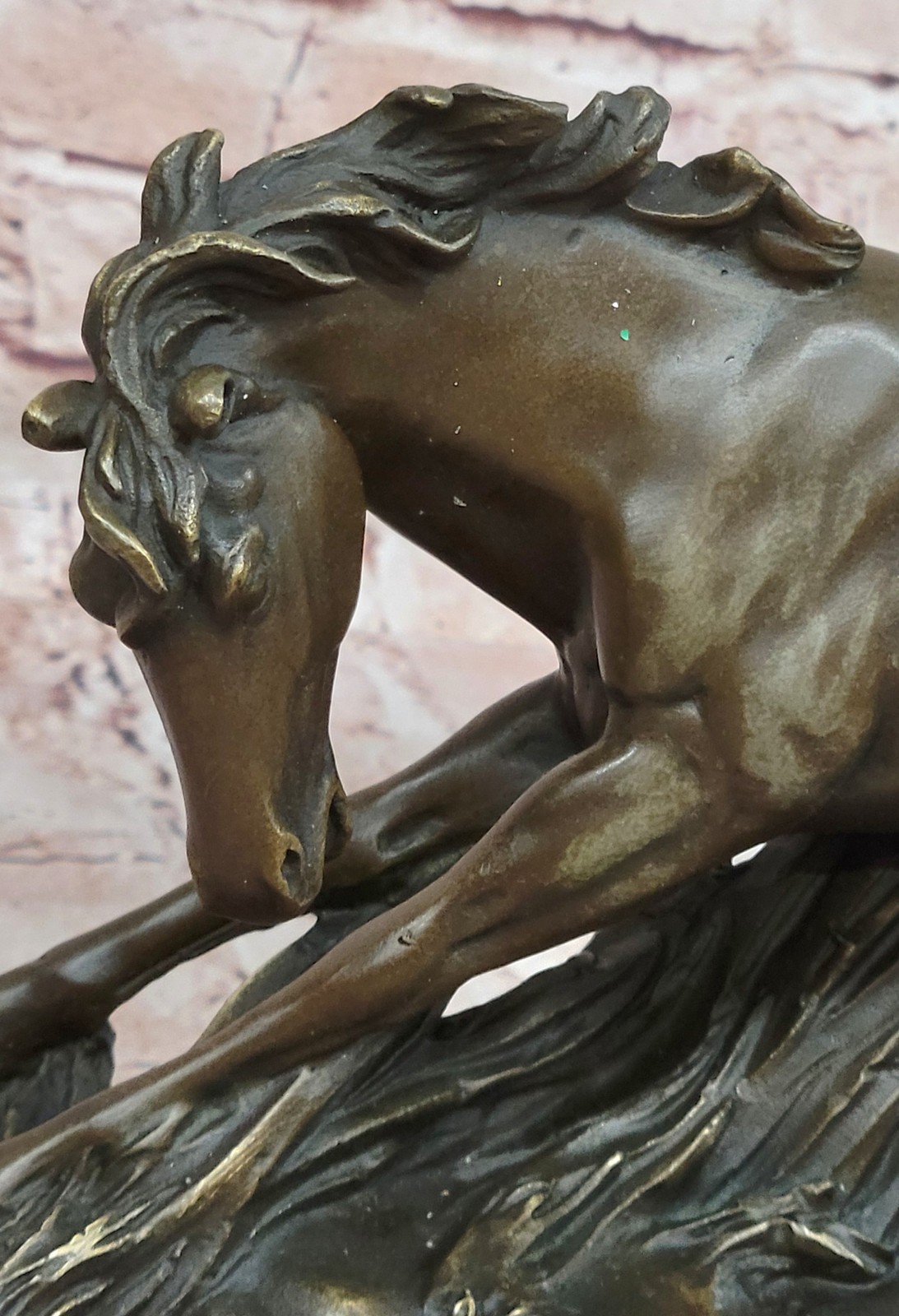 Intricate Detailing: Fisher`s Signed Original Bronze Horse Sculpture Figure