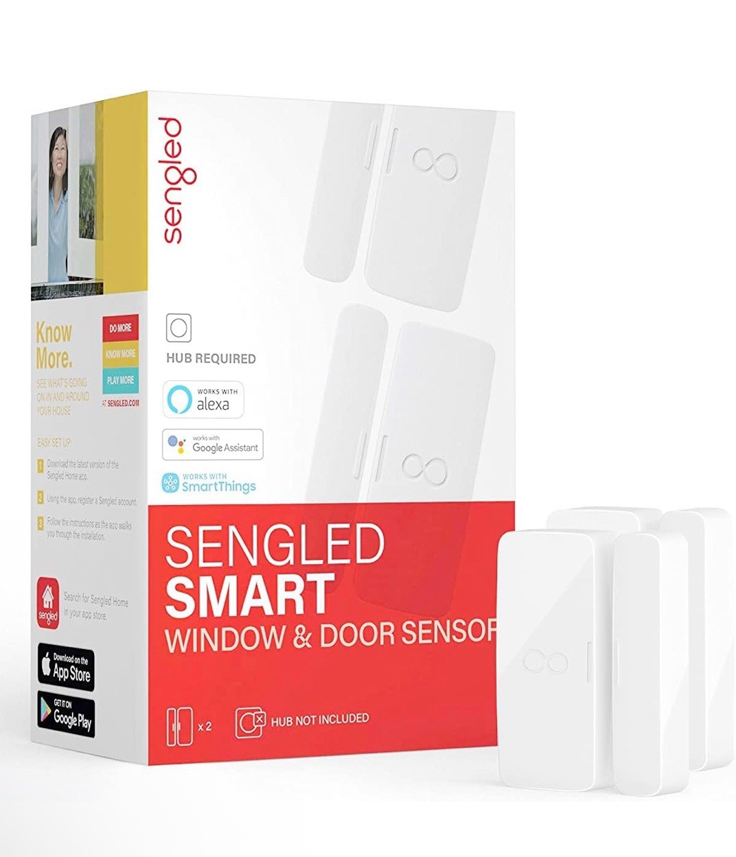 Sengled Smart Window & Door Sensor,Hub Required,Works W/ Alexa,Google,2-Pack NEW