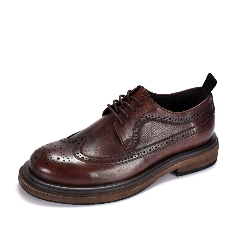 Men's Brogue Carved Shoes Genuine Leather Casual Business Formal Wedding Shoes