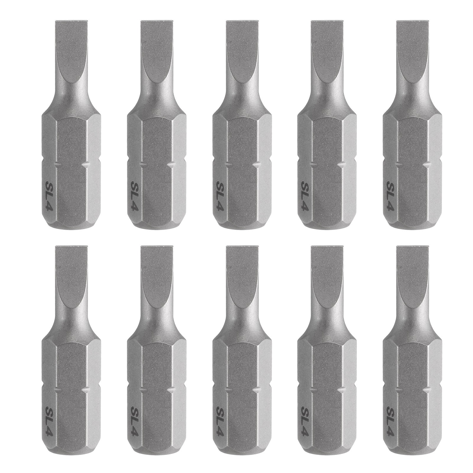 10pcs SL4 Magnetic Slotted Screwdriver Bit 1/4" Hex Shank 25mm Length S2 Steel