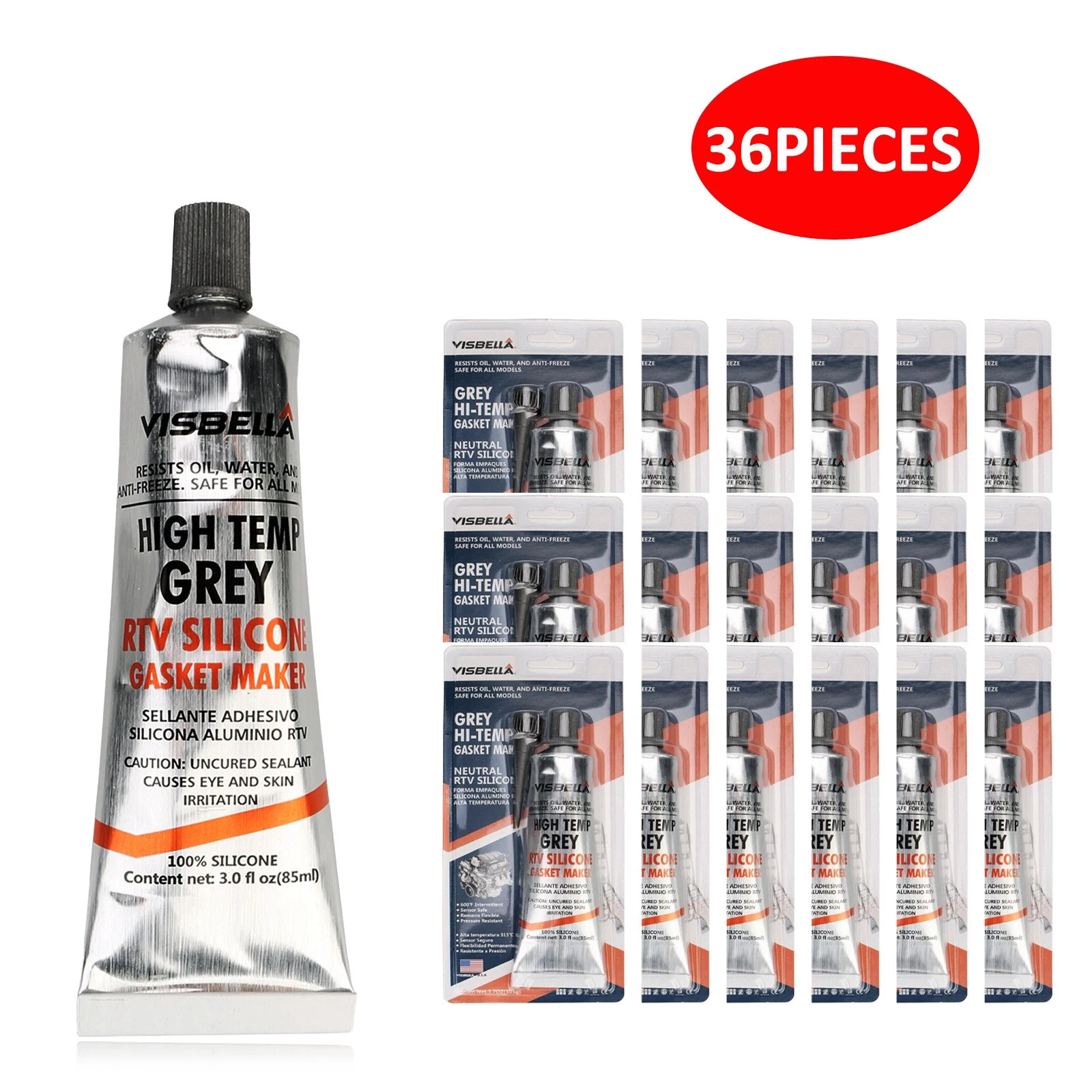 36 pcs High-Temp Grey RTV Silicone Gasket Maker VISBELLA Sealant for Valve cover