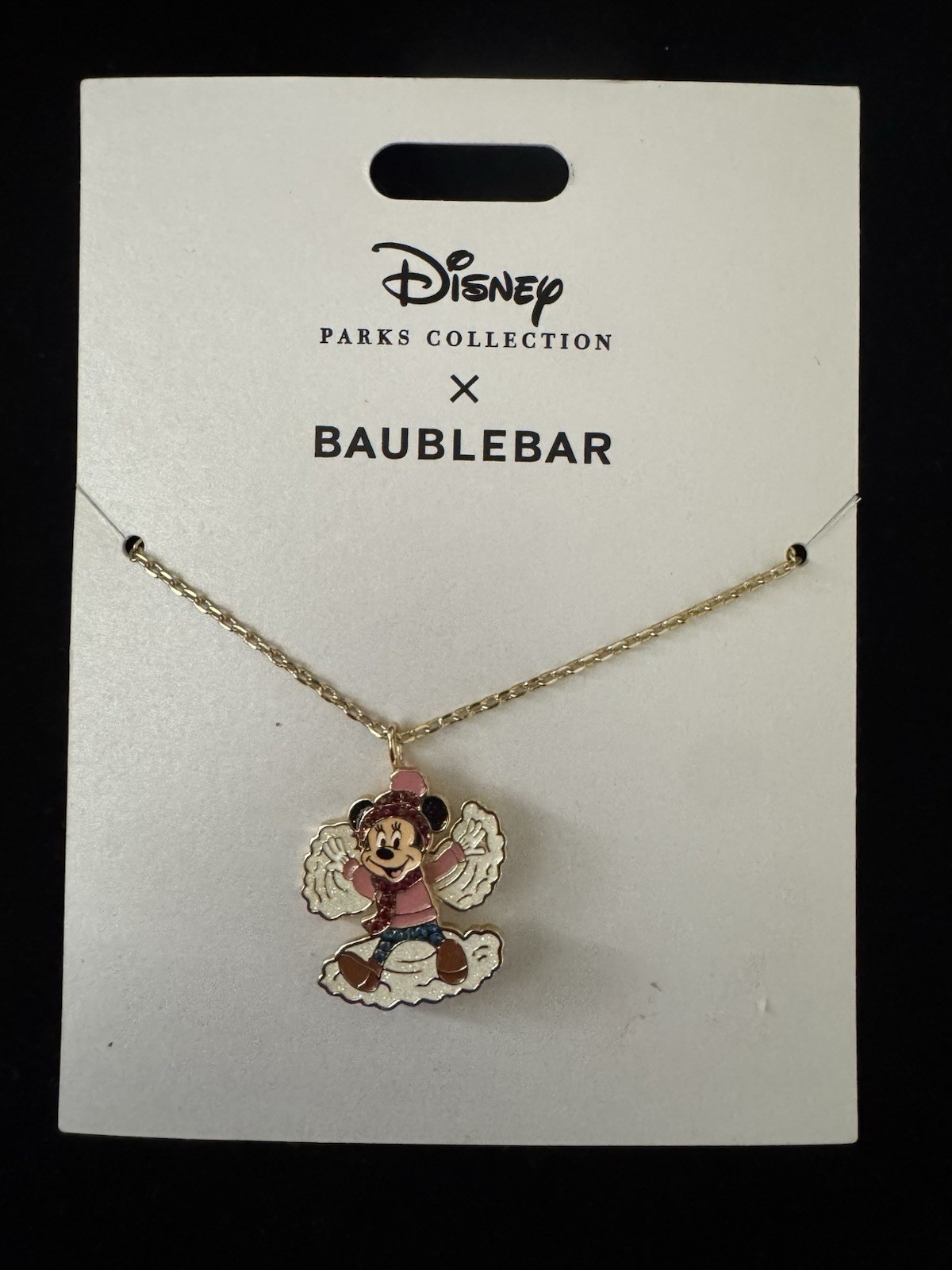 Disney Parks X BaubleBar Minnie Mouse Snow Angel Holiday Homestead Necklace