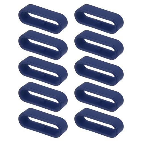 Watch Band Strap Loops Silicone Replacement Fastener Rings 22mm Midnight Blue