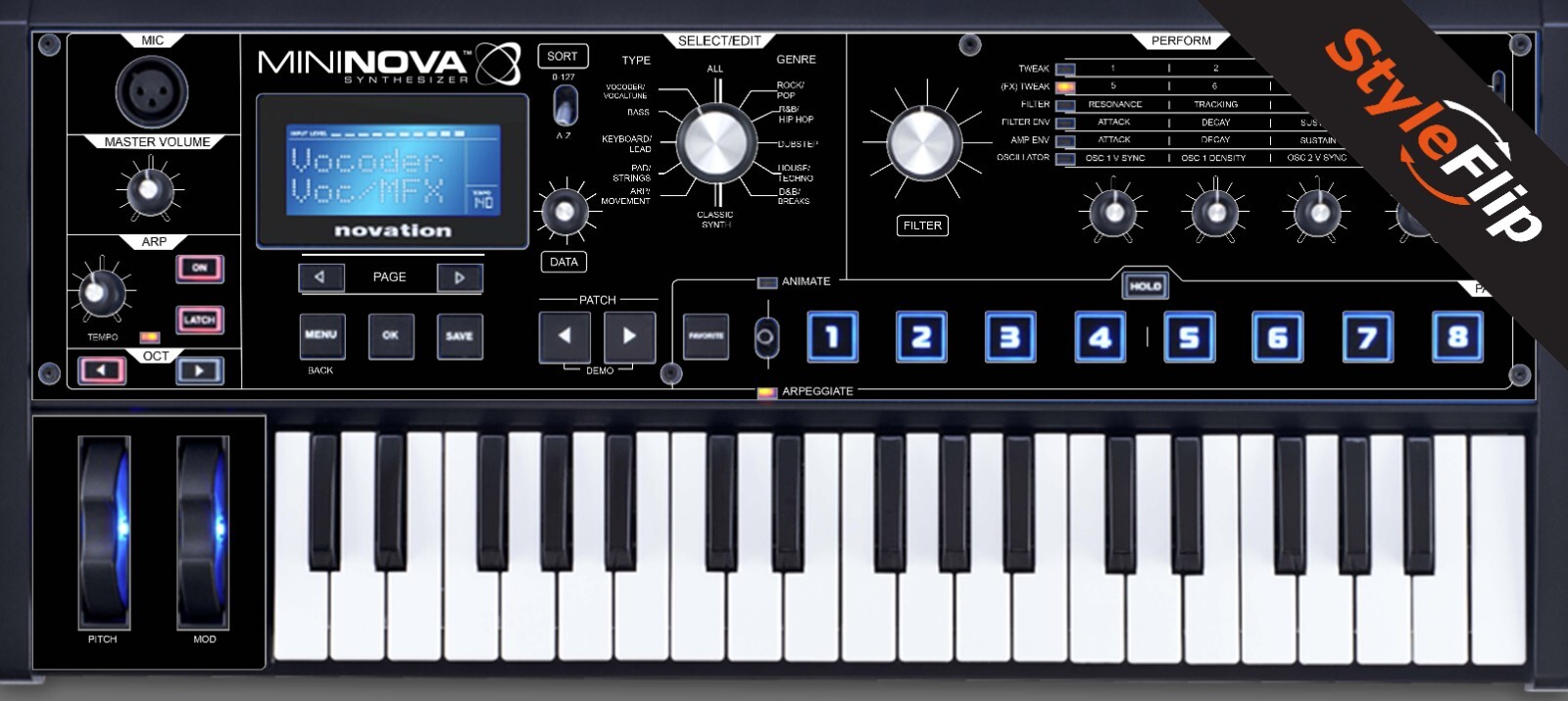 Novation MiniNova Synthesizer | Black | Protective Decal | StyleFlip Skins