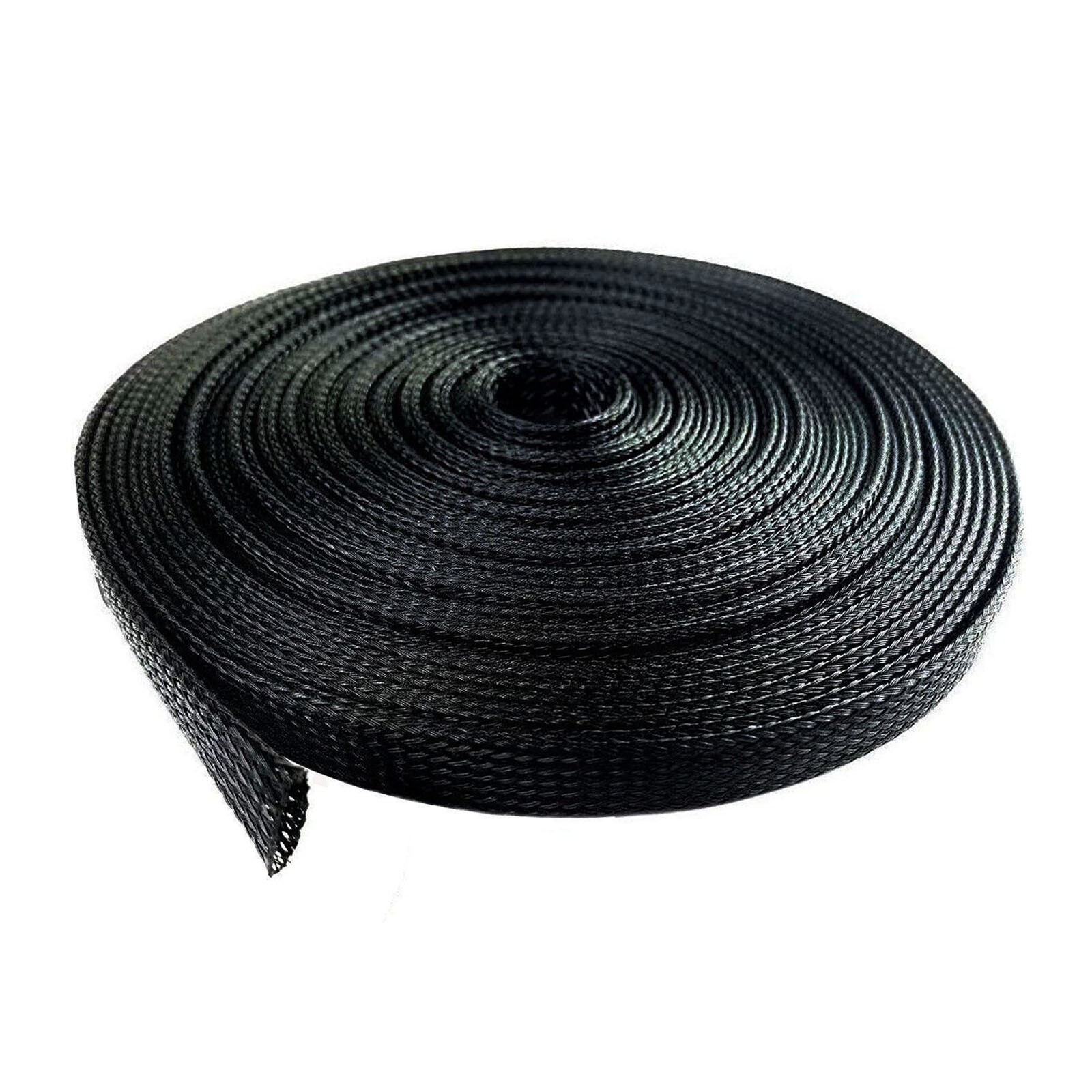 BLACK 100 FT 1/8" EXPANDABLE WIRE CABLE SLEEVING SHEATHING BRAIDED LOOM TUBING