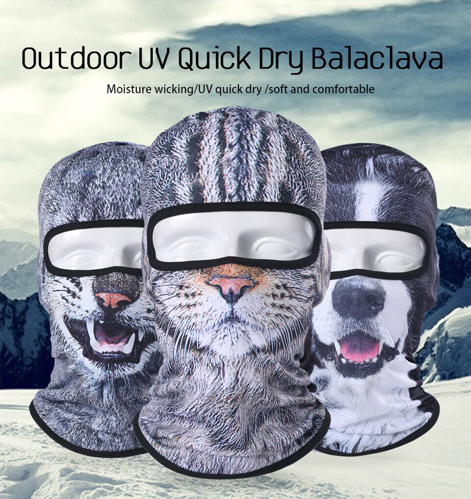 3D Animal Ears Hood Balaclava Cute Full Face Cover Cat Dog Hats Ski Headgear Cap