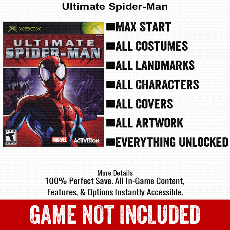 Ultimate Spider-Man 100% Unlocked All Items Xbox USB Save