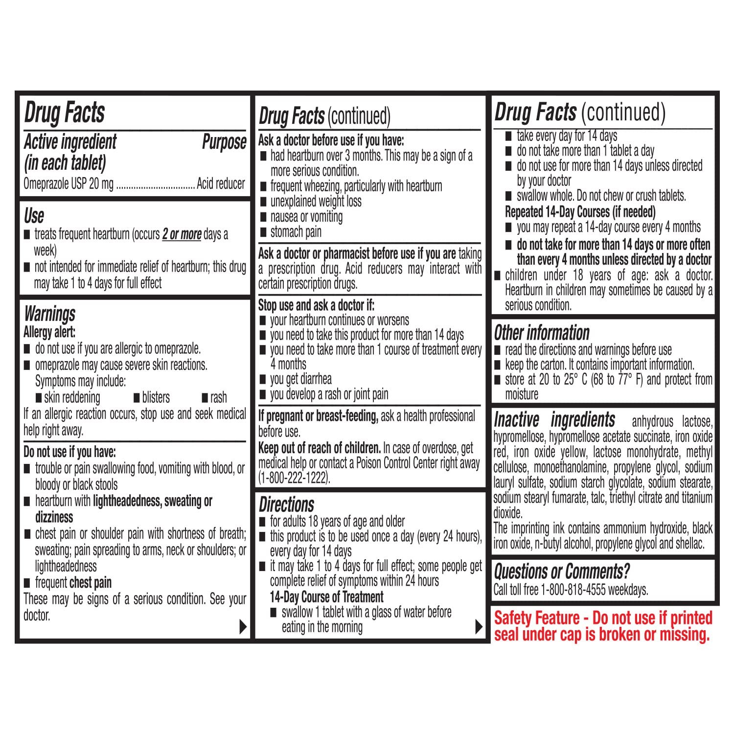 Ohm Omeprazole Delayed-Release Tablets, 20mg 28 Count, Brown (Brownish Pink)