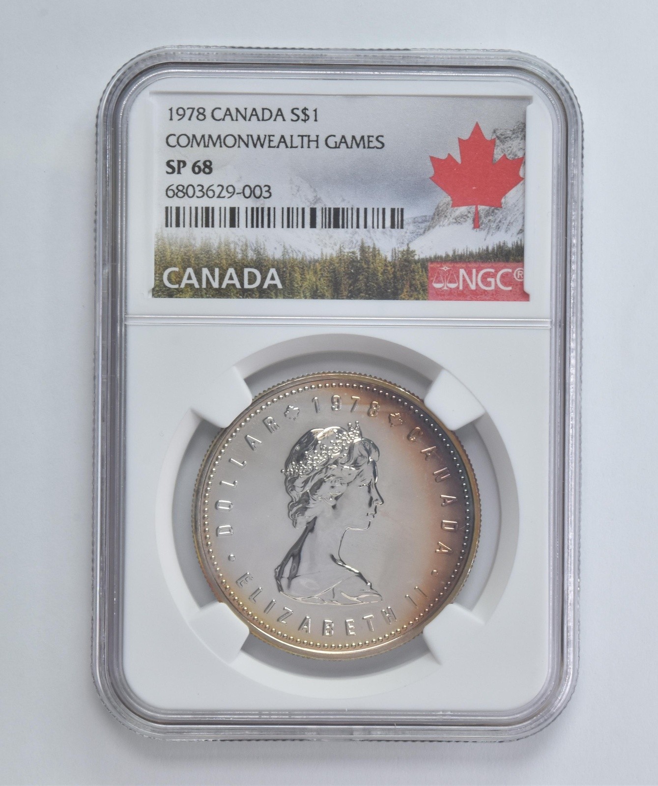 SP68 1978 Canada Silver Dollar Commonwealth Games NGC Beautifully Toned *2978
