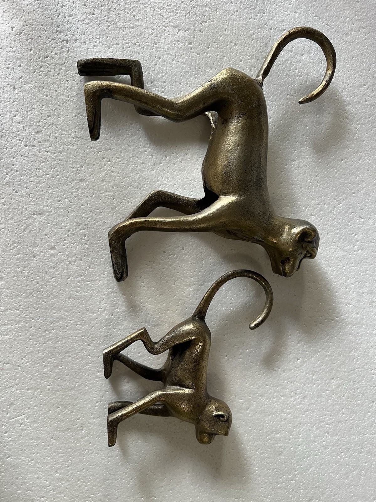 Pair of Bronze Interior Monkey Figurines Hand-Cast, India, Excellent Condition