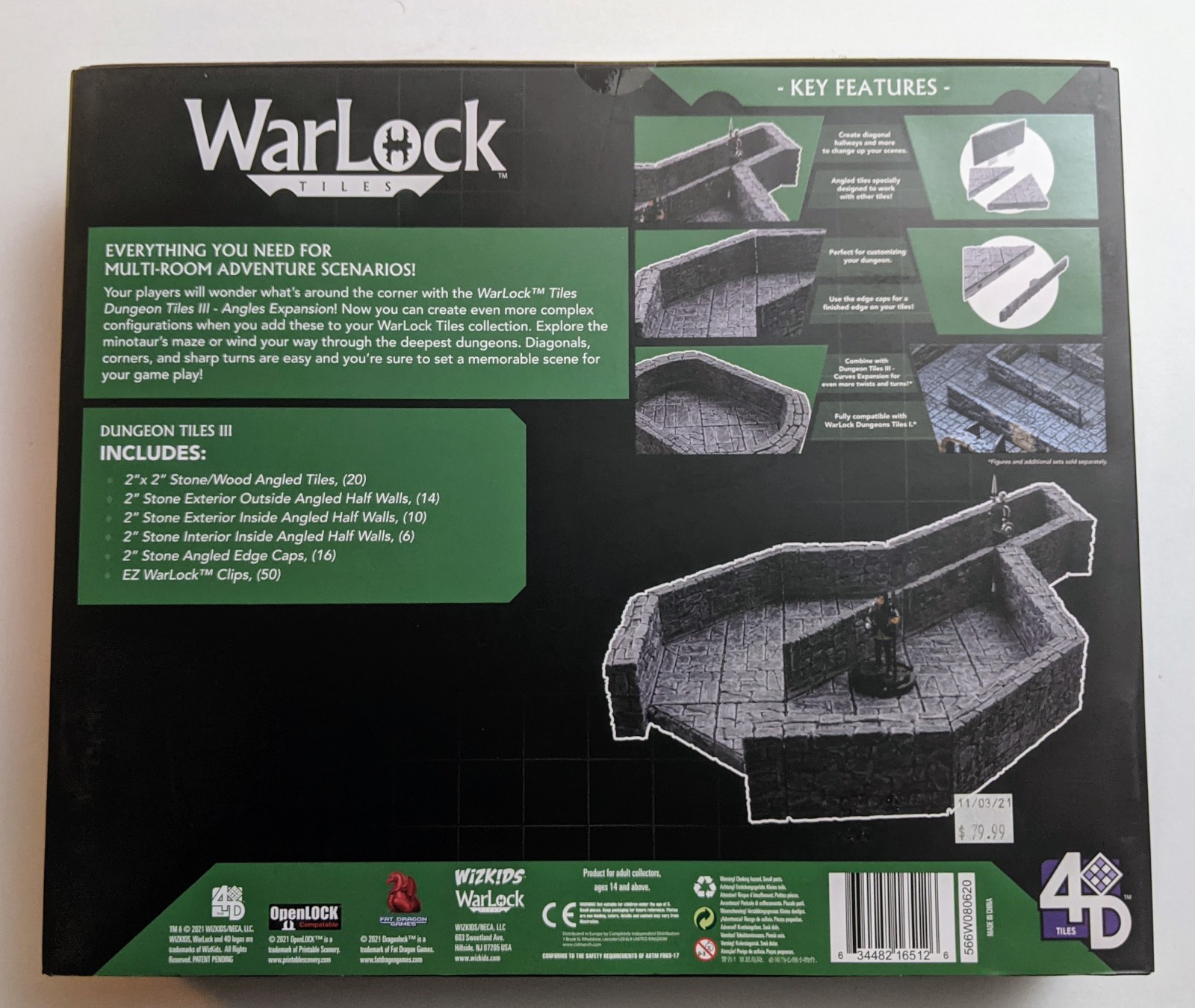 NEW - WarLock Tiles: Dungeon Tile III - Angles - Opened/Unused
