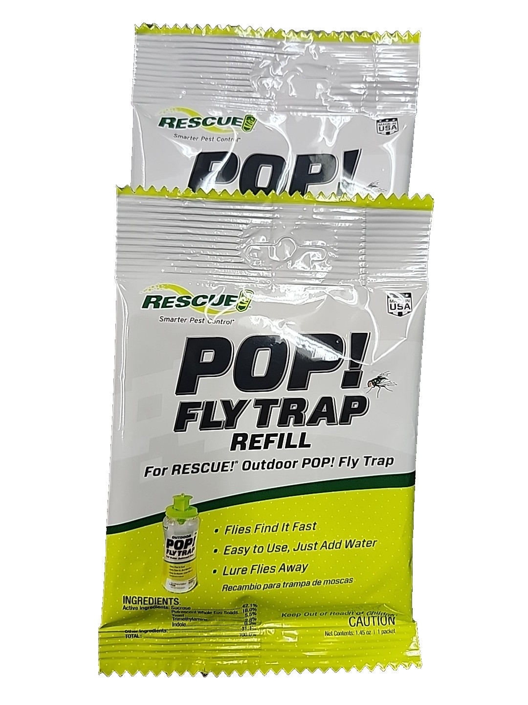 Pop! Fly Trap Refill For RESCUE! Flies Find It Fast (2PKGs)  BUY MORE/SAVE MORE!