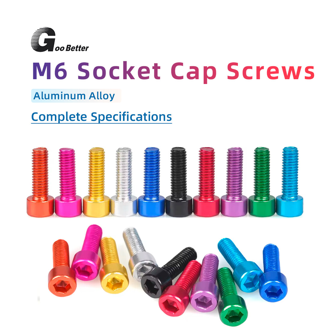 M6 Aluminium Alloy Hex Allen Key Cap Head Bolt DIY Anodised Socket Cap Screws