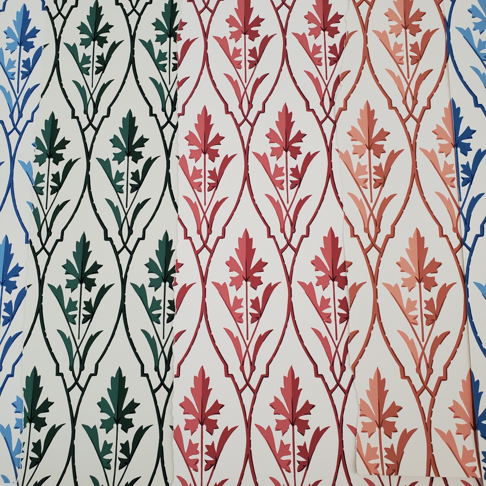 Lot of 5 Vintage Brunschwig & Fils "Cahir" Wallpaper Samples 19 "X 12" Scrapbook