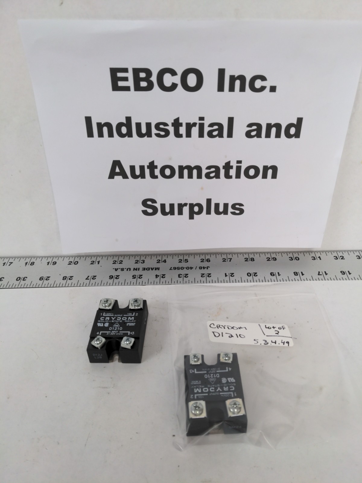 CRYDOM SOLID STATE RELAY D1210, LOT OF 2