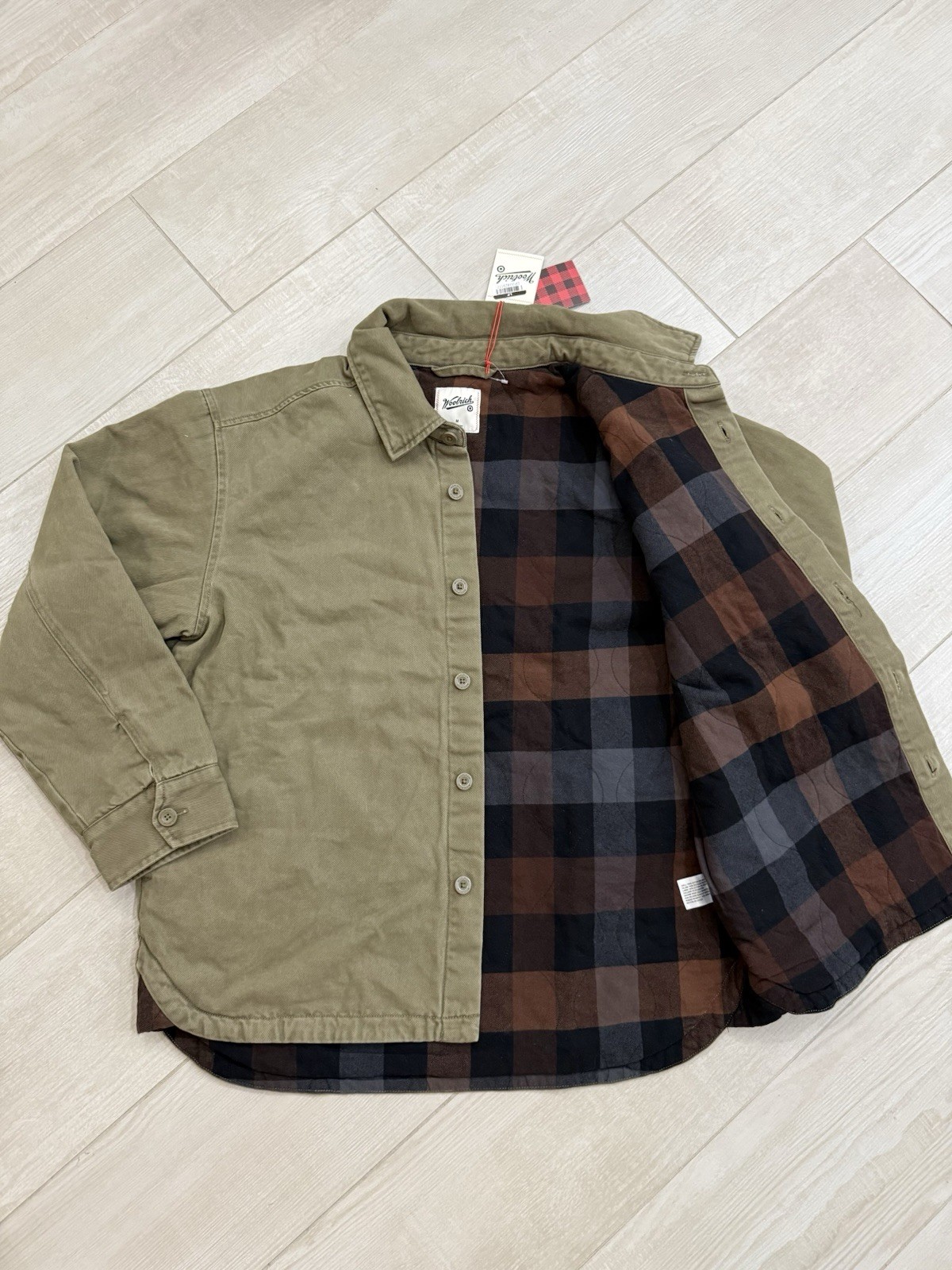 NWT Men's Woolrich Tall Twill Shacket Olive Green Size Medium