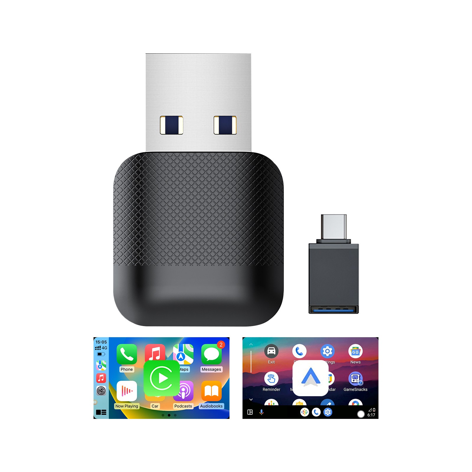 2 In1 Wireless Carplay&Android Auto Box Wired To Wireless Carpay Mini Adapter
