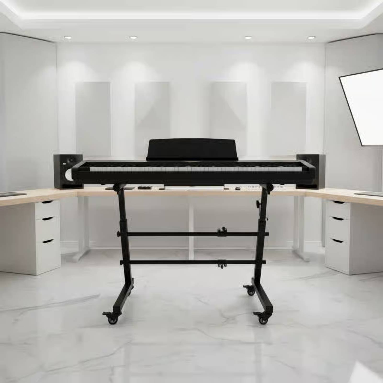 Rolling Keyboard Stand Sturdy Metal Frame Z-Shaped Piano Designed for Studio