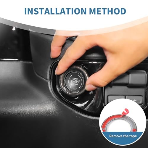 for Silverado Push Start Stop Button Trim Ring Cover for Chevy Silverado Black