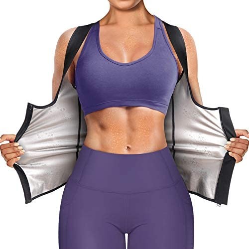 Junlan Sauna Suit for Women Waist Trainer Vest Sweat Large, Black