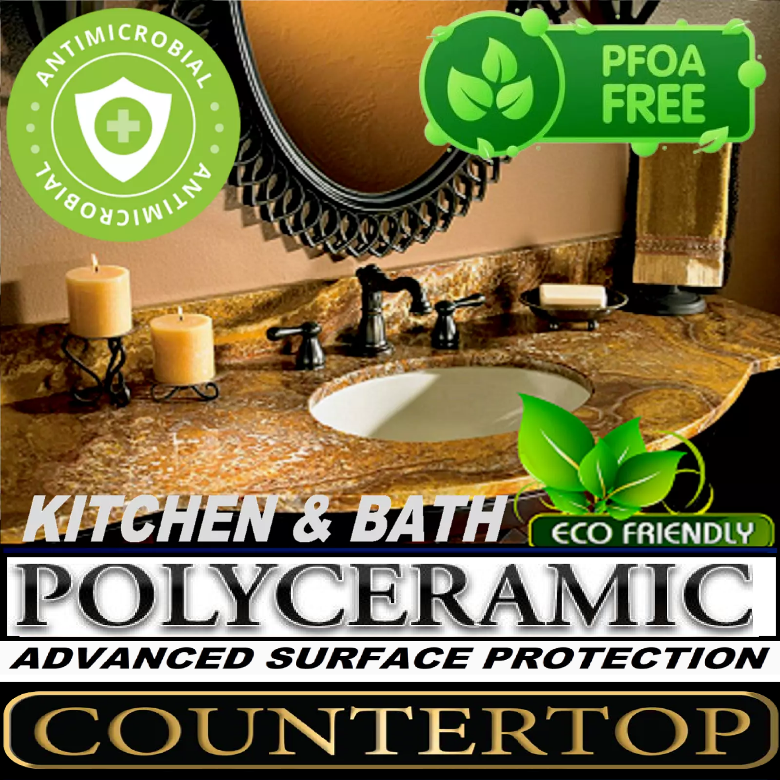 POLYCERAMIC COUNTERTOP PROTECTION CLEAR COATING ETCH & STAIN RESISTANT