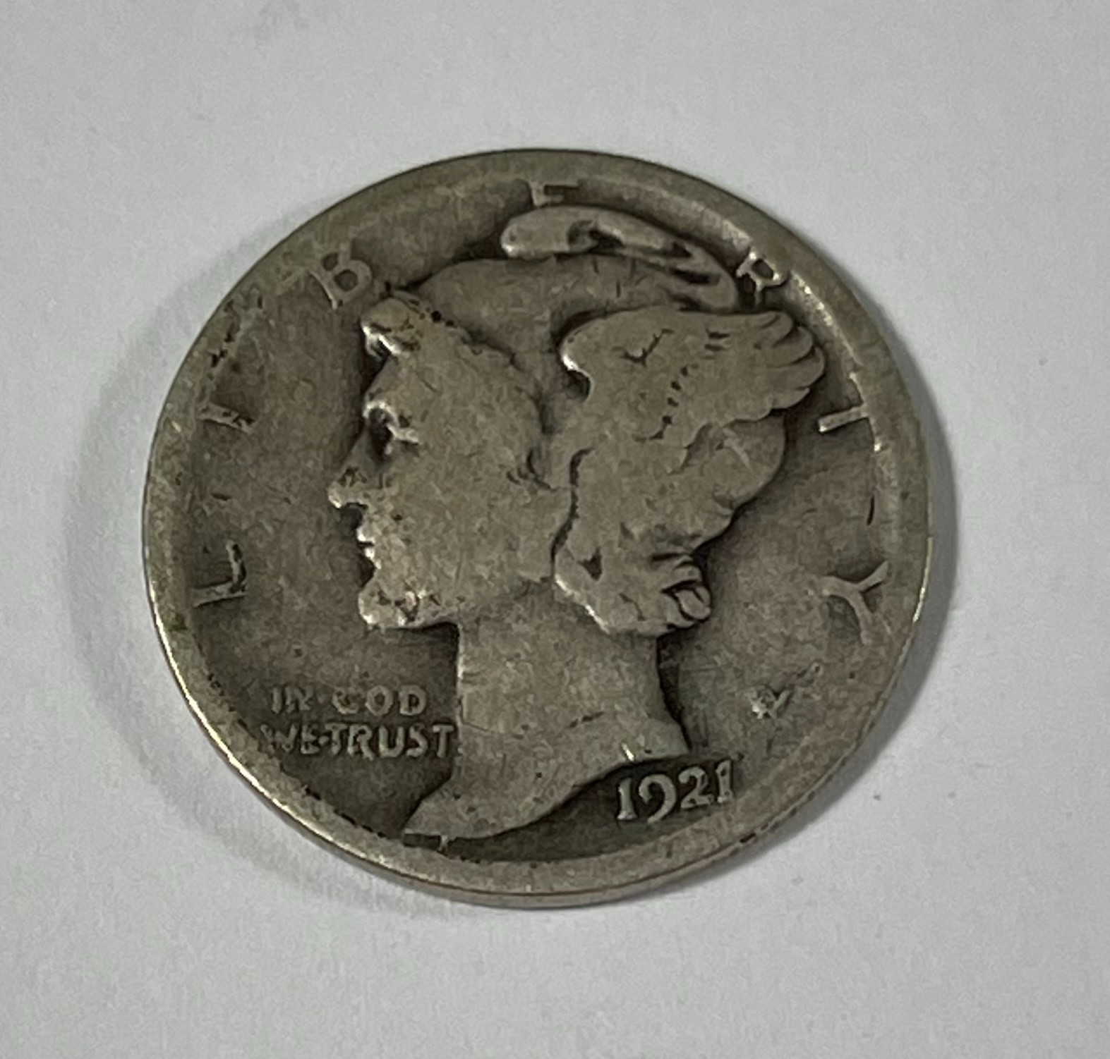 1921-D Mercury 10C (#20064) Full date VG