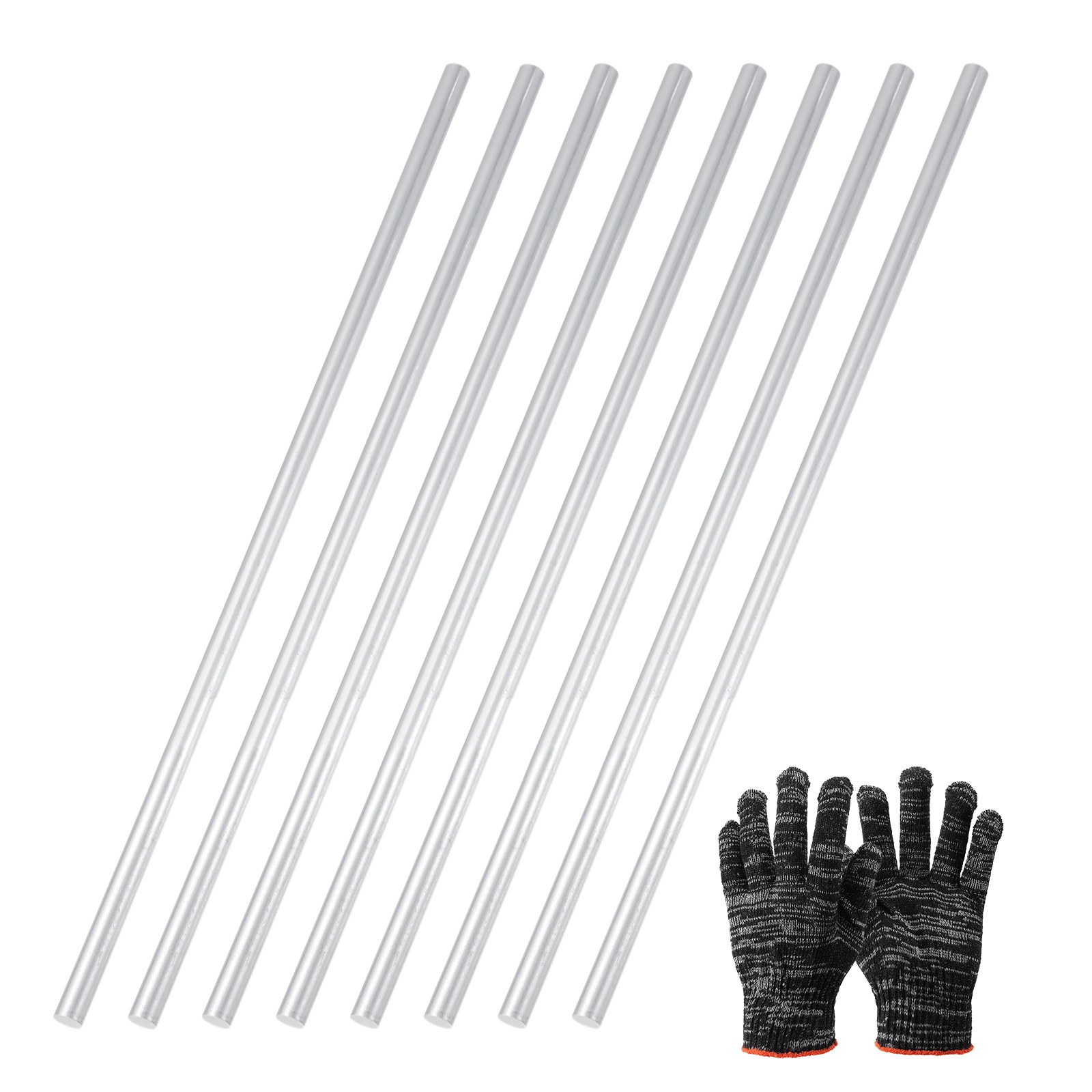 8 pcs aluminum bars 6061 1/4\"(6mm) for 4\"(102mm), silver tone