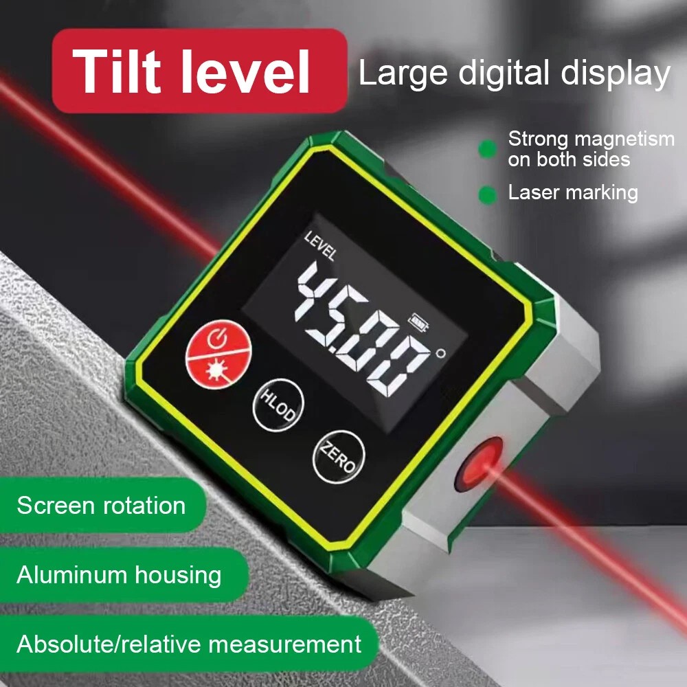 Digital Angle Finder W/ Laser Level Inclinometer Magnetic Angle Gauge Protractor