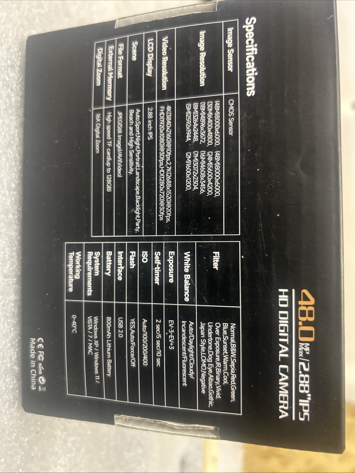 HD Digital camra 48.0 2.88"ips ( Gold)
