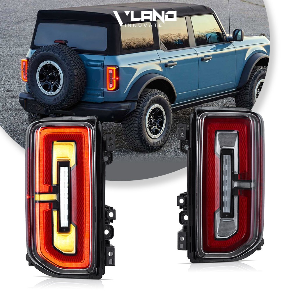 VLAND FULL LED Clear TailLights For Ford Bronco 2021-26 W/Sequential & Animation