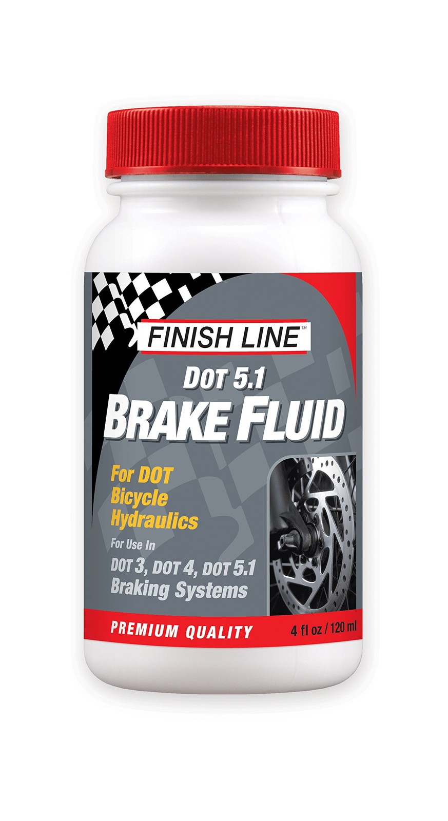 Finish Line High Performance DOT 5.1 Bicycle Brake Fluid – 4-Ounce, White