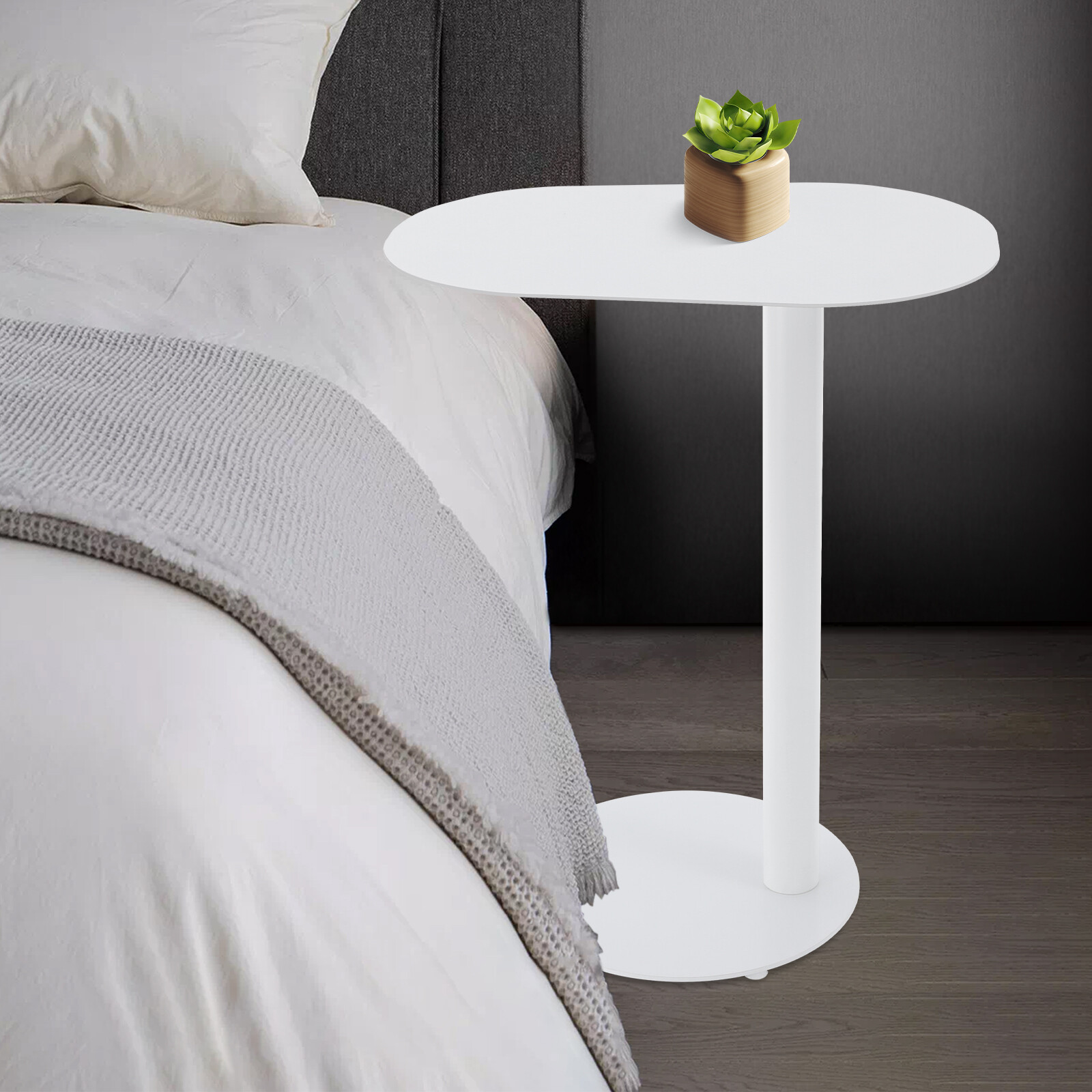 63cm C-shaped Side Table Couch Side Table 7.5kg Iron End Table For Laptop