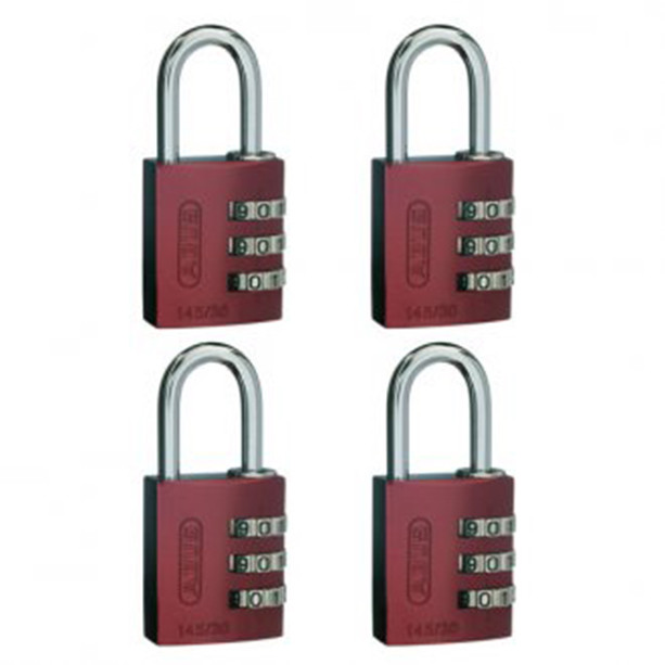 Combination Padlocks - Resettable ABUS 20mm x4 BULK LOT High quality -RED