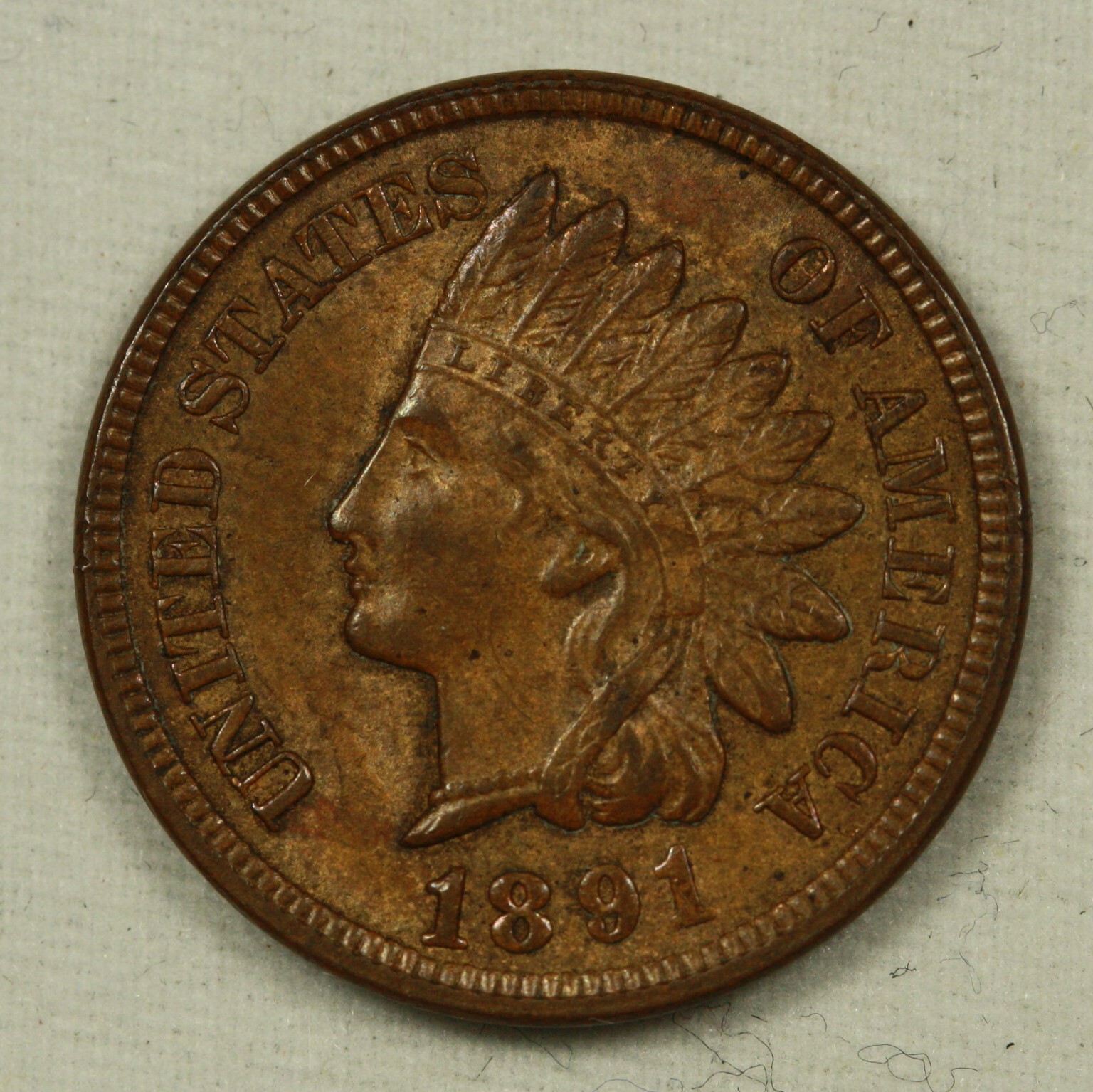 1891 Indian Cent. .01. Nice Brown Uncirculated Coin.