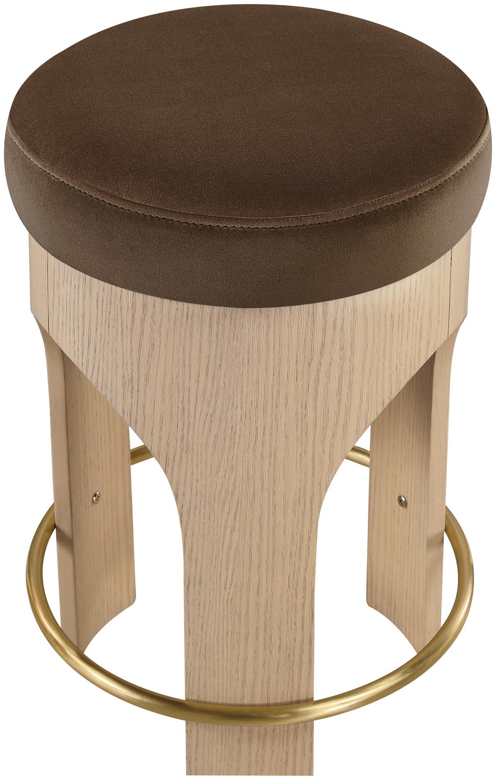 Meridian Furniture Bocceli Brown Velvet Upholstered Counter Stool