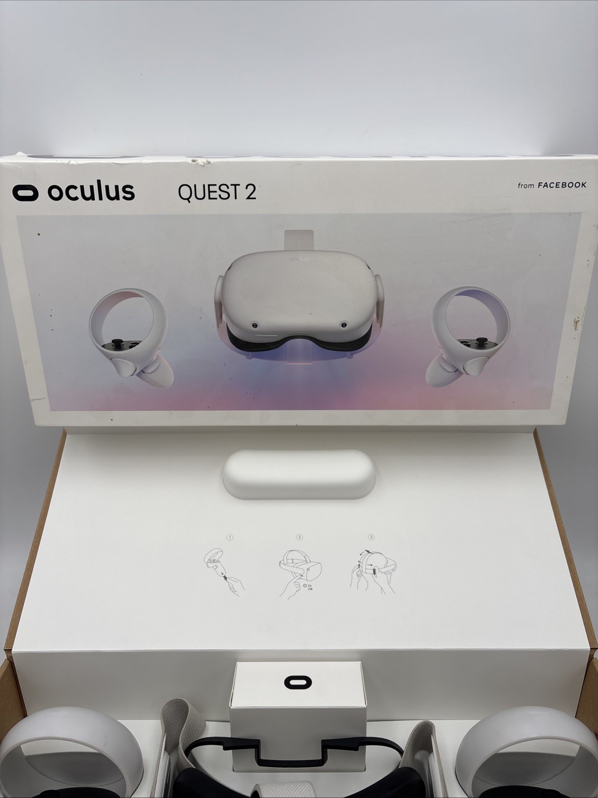 Meta Oculus Quest 2 128GB VR Headset w/Controllers & Box, Factory Reset Cleaned