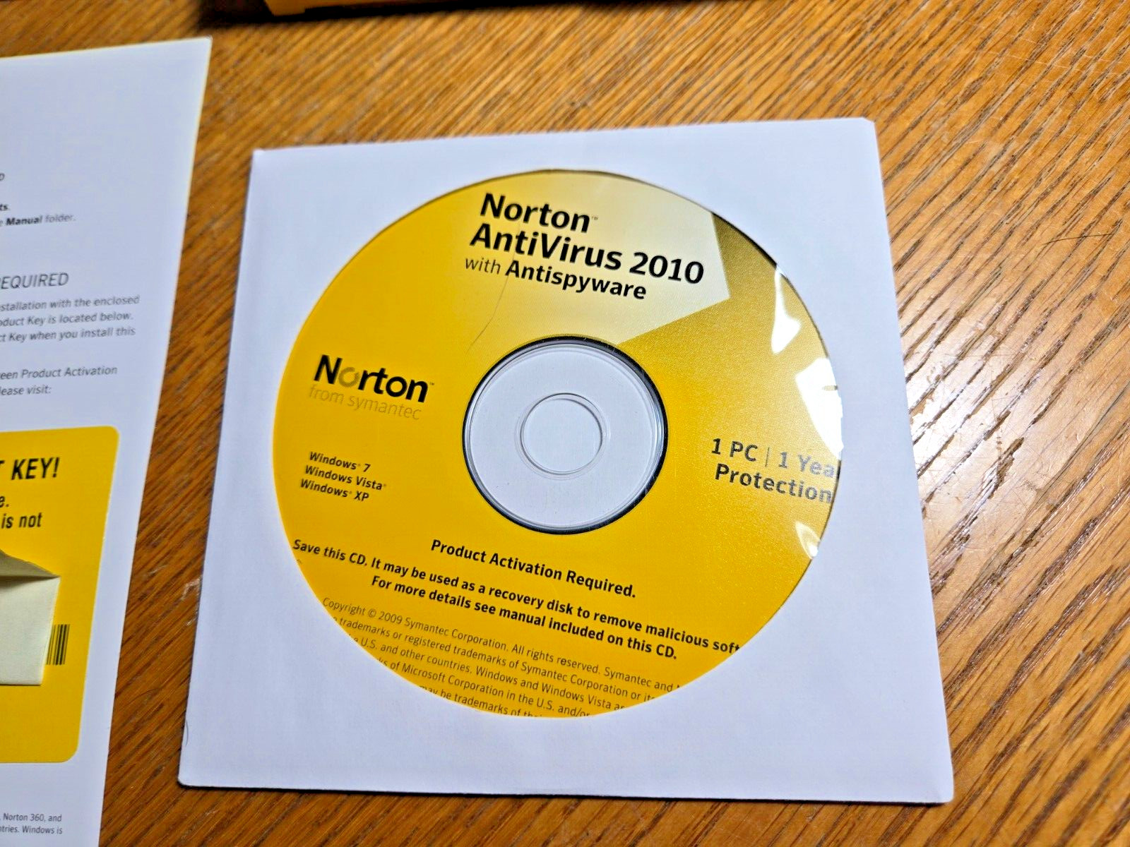 Norton Antivirus 2010 Antispyware CD Windows 7 Windows Vista Windows XP