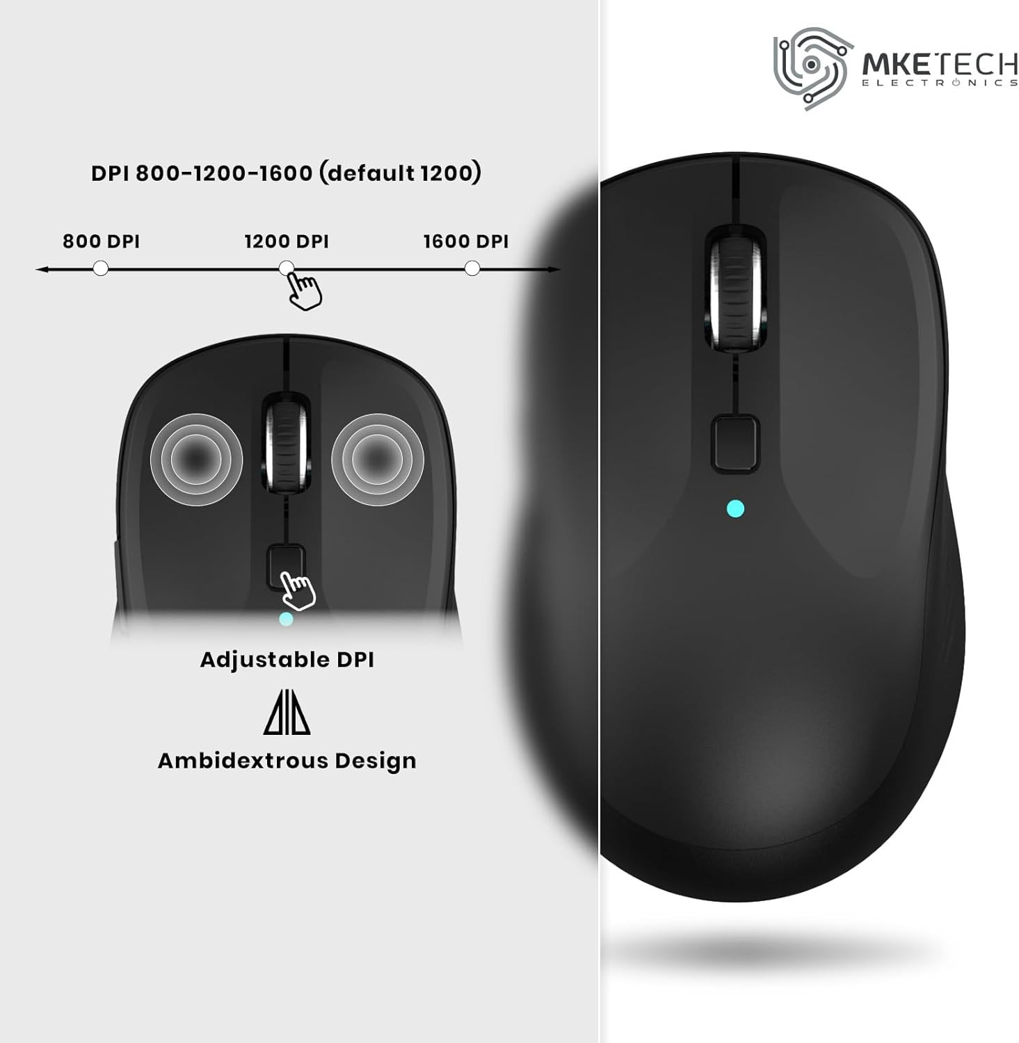Wireless Computer Mouse - Full-Size 2.4G USB Receiver Mouse, 6 Buttons with B...
