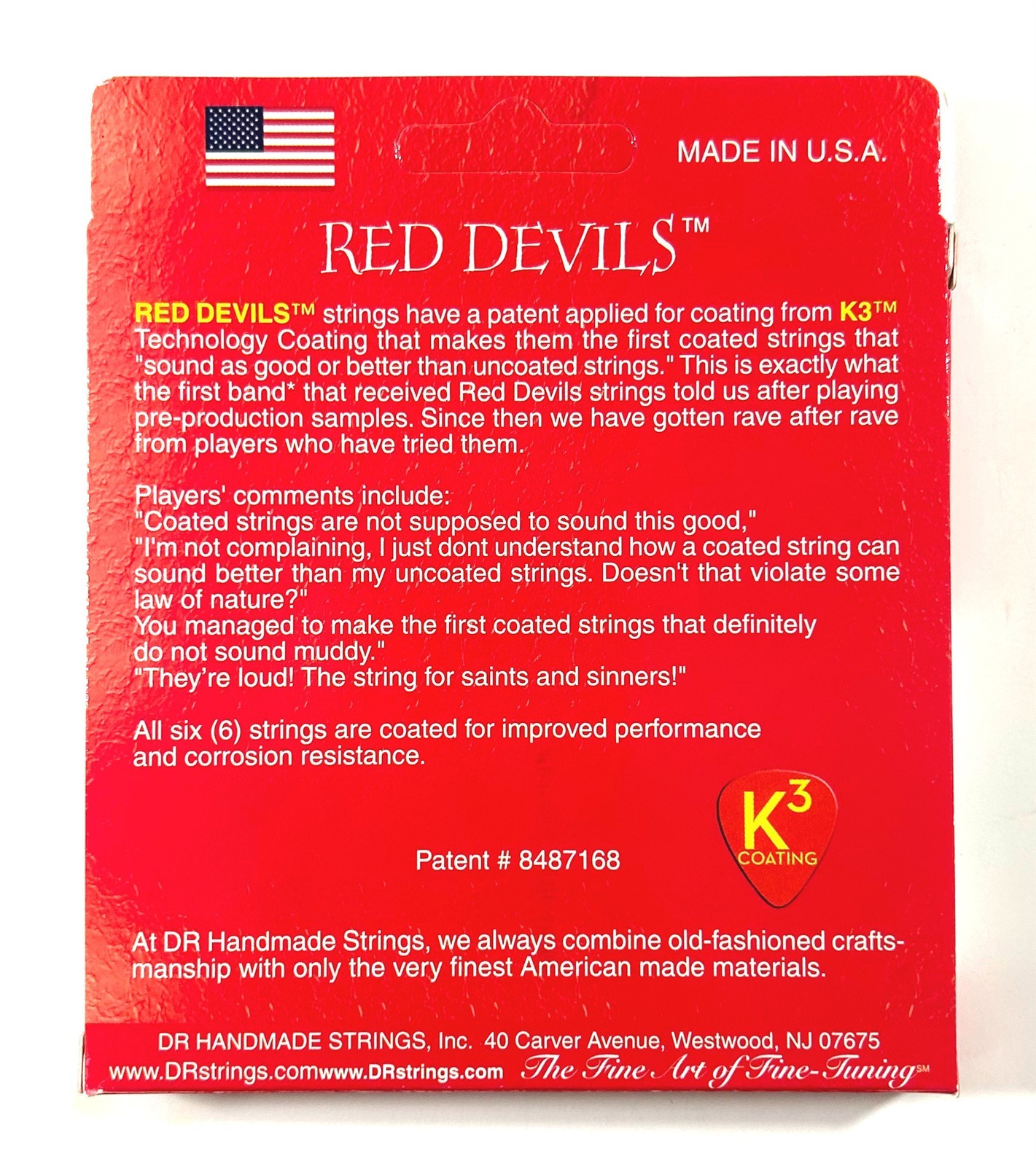 DR Guitar Strings Electric Red Devils K3 High Performance Coated 10-52
