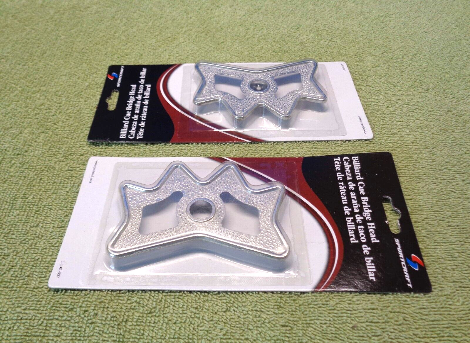 Lot of 2 Sportcraft Billiard Pool Cue Bridge Heads- Metal- 1-1-01-357- NIP