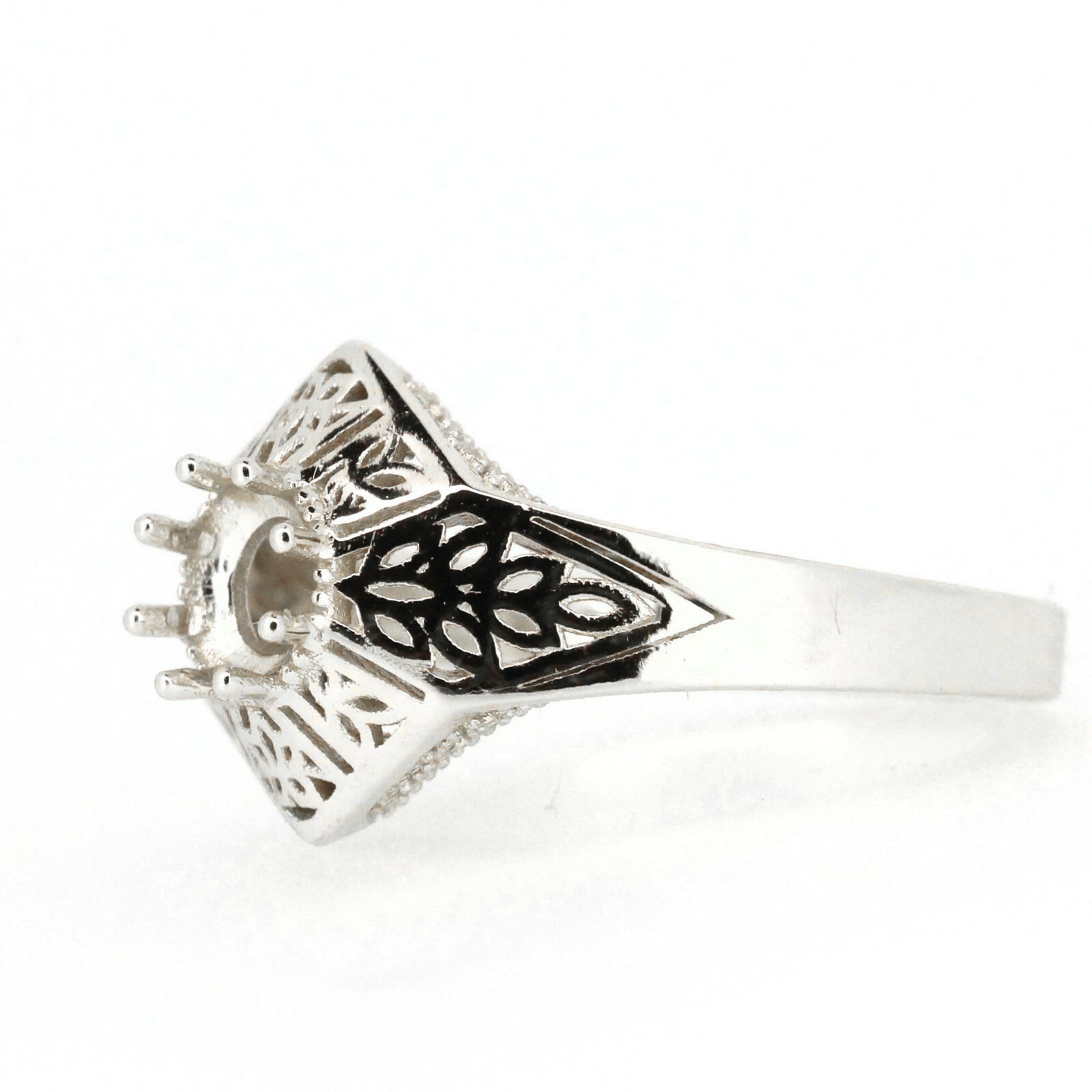 Sterling Silver Semi Mount Ring Setting Round Rd 5x5mm Vintage Repro