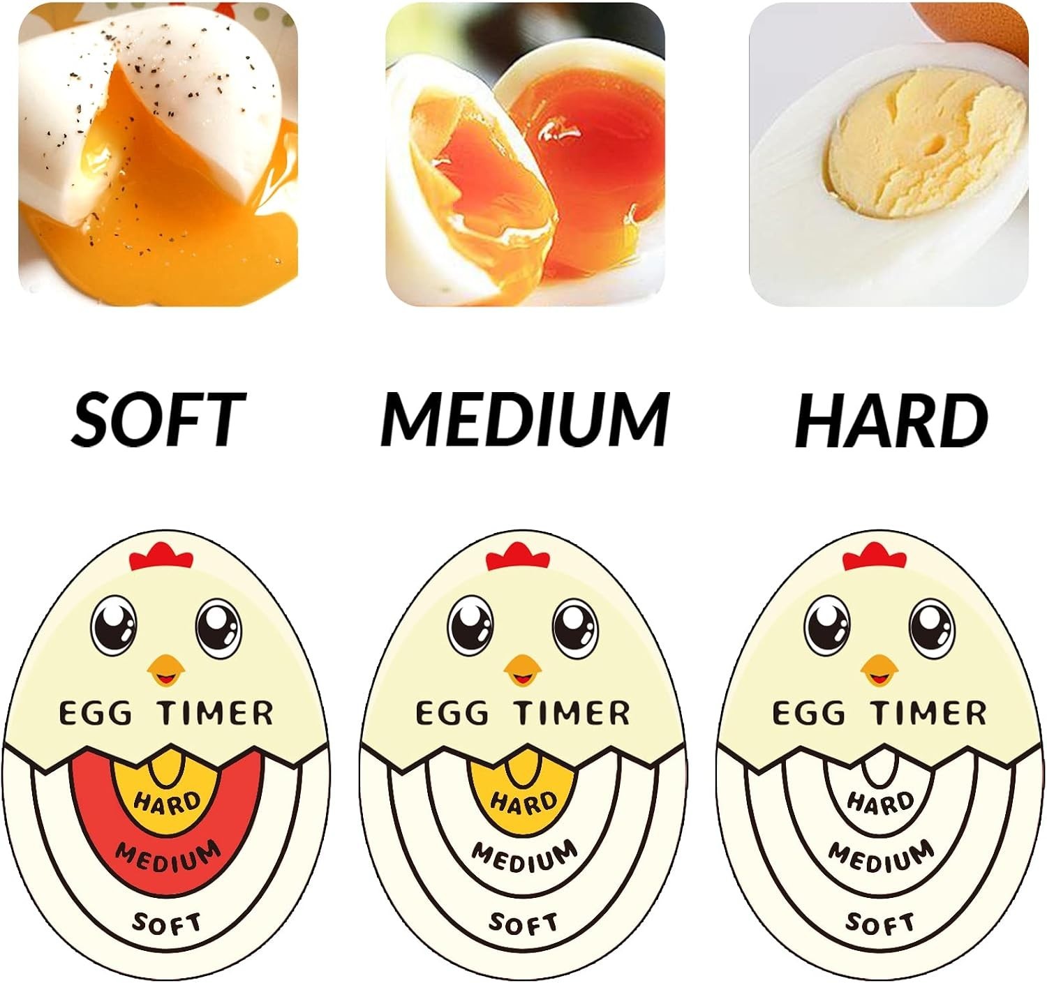Egg Timer for Boiling Eggs that Changes Color When Done, Tricolor