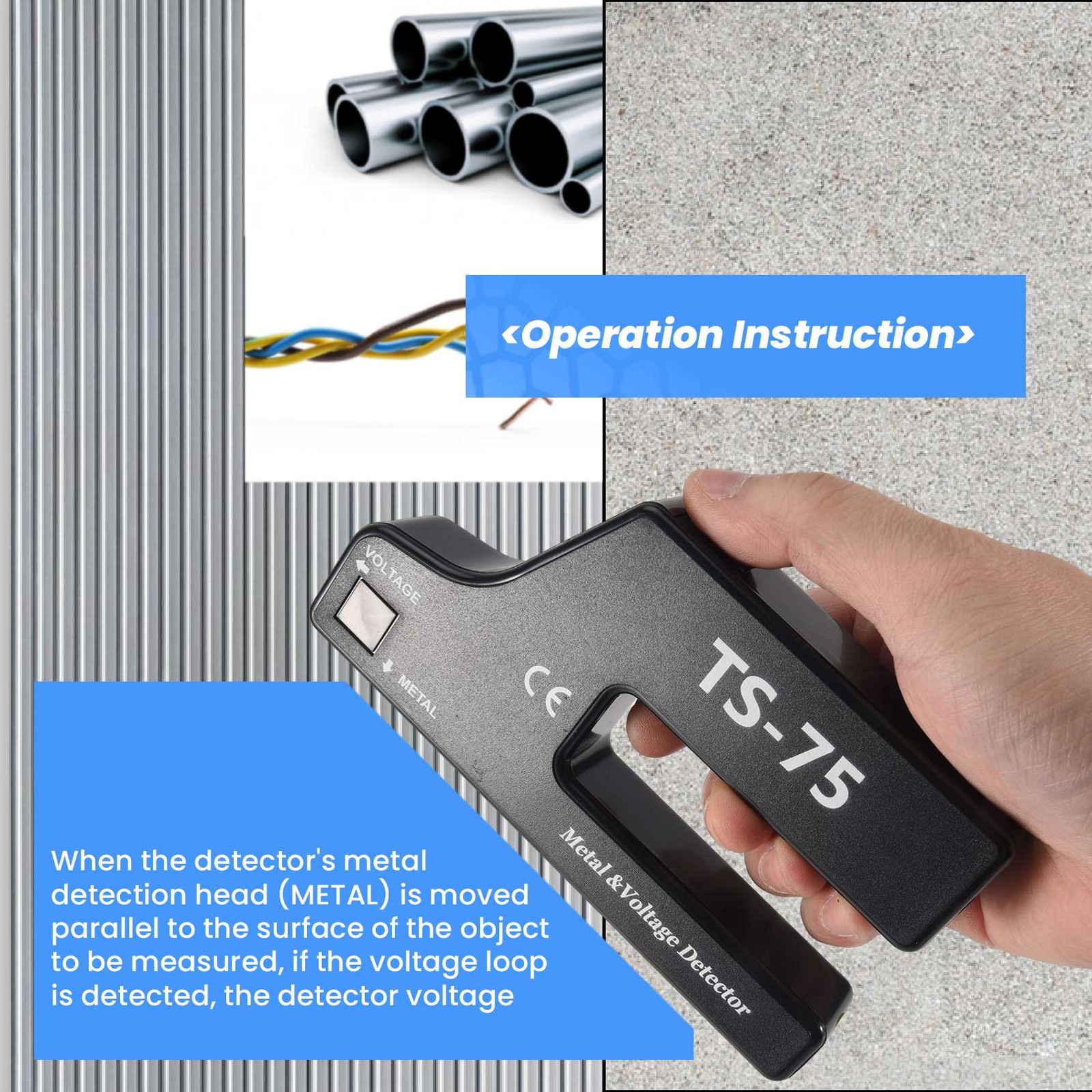 Handheld Metal Voltage Detector, Cable Pipe Wire Detection, Pipeline Wiring6087
