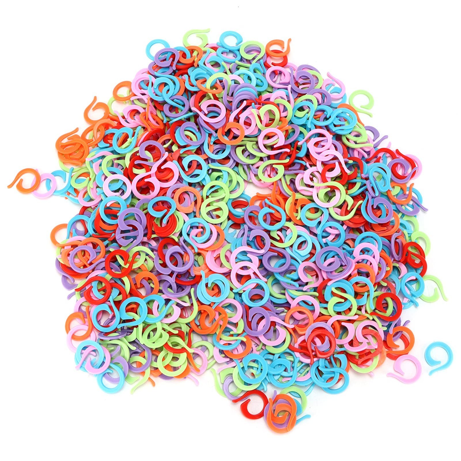 1000Pcs Colorful Crochet Stitch Markers - Plastic Split Ring for Knitting & Sewi